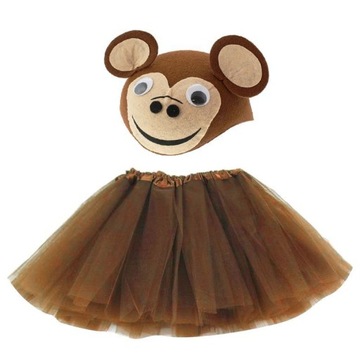 STRÓJ MAŁPA MAŁPKA CZAPKA + SPÓDNICZKA 3-9 LAT