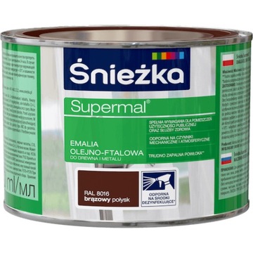ŚNIEŻKA Supermal Emalia Olejno-ftalowa RAL8016 0,4 L