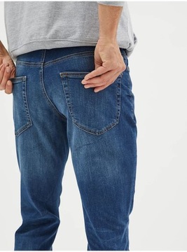 SPODNIE GRANATOWE JEANSOWE DŁUGIE ZWĘŻANE KLASYCZNE SLIM FIT GEORGE 30