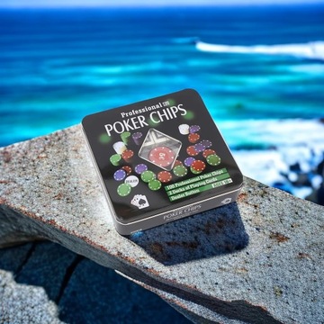 СРЕДНИЙ НАБОР ДЛЯ ПОКЕРА, КАРТЫ, ФИШКИ + КОНТЕЙНЕР