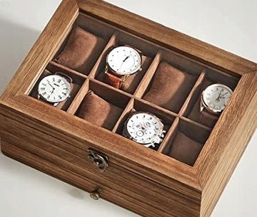 Drewniane pudełko na zegarki i biżuterię