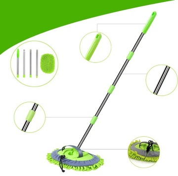 ШВАБРА ДЛЯ МОЙКИ АВТОМОБИЛЯ С ДЛИННОЙ РУЧКОЙ И МИКРОФИБРОВОЙ, ТЕЛЕСКОПИЧЕСКАЯ 54-110СМ