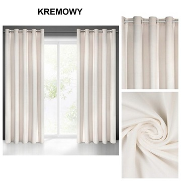 ZASŁONA WELUROWA KREMOWA NA KÓŁKACH 140 cm x 250 cm