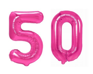 Balony 50 urodziny cyferki różowe 100 cm