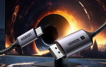 КАБЕЛЬ UGREEN THUNDERBOLT USB-C К ПОРТУ ДИСПЛЕЯ, 8K, 60 ГЦ, ПЛЕТЕНЫЙ КАБЕЛЬ, 1 М
