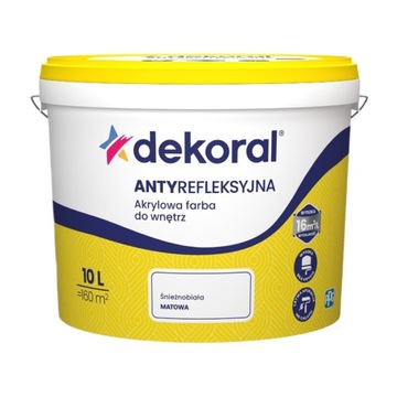 DEKORAL ANTYREFLEKSYJNA Farba śnieżnobiała 10L