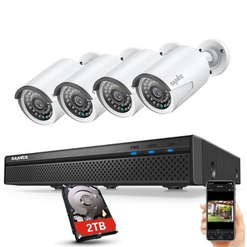 SANNCE 8CH 5MP POE Video Security CCTV Zestawy