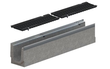 Бетонный дренажный канал для гаражной парковки, чугунная решетка 16x21 см, D400