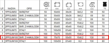 Koło fi 100 wózek regał szafka stół 2PPGUM100