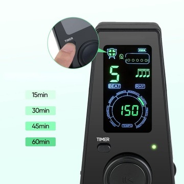 ЭЛЕКТРОННЫЙ МЕТРОНОМ ЖК-дисплей Точный + громкий 40–208 ударов в минуту Таймер USB-C