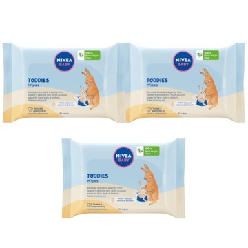 NIVEA BABY TODDIES Chusteczki nawilżane mokre dla dzieci delikatne 3 x 57