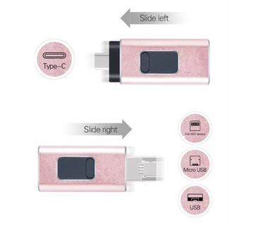 Pendrive 128GB 4w1 USB 3.0, iPhone, Android/Micro USB/TYP C, Windows, OTG