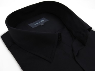 ЧЕРНАЯ МУЖСКАЯ РУБАШКА НА ЭЛАСТИКЕ С ДЛИННЫМИ РУКАВАМИ L06 176-182/43-Slim