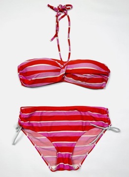 Kostium kąpielowy dwuczęściowy bikini paski 80C 40 L wielokolorowy