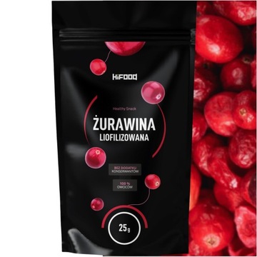 ŻURAWINA LIOFILIZOWANA 100% CAŁA 25g HiFOOD Naturalna