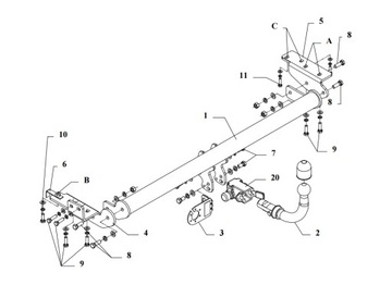 ODEPÍNACÍ ZAŘÍZENÍ(HÁK) TÁŽNÝ DO NISSAN PRIME P10 4/5 DRZ. 06.1990-08.1996