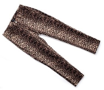GUESS 30 JEANSOWE SPODNIE W PANTERKĘ LEOPARD ZWIERZĘCY WZÓR DOPASOWANE