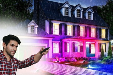 МОЩНЫЙ ГАЛОГЕННЫЙ ПРОЖЕКТОР ЦВЕТНЫЕ СВЕТОДИОДНЫЕ ЛАМПЫ RGB РЕЖИМЫ + ПУЛЬТ ДИСТАНЦИОННОГО УПРАВЛЕНИЯ