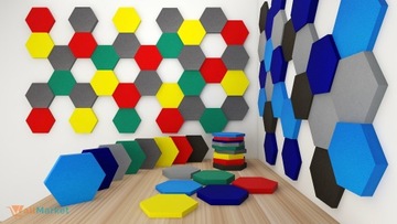 Akustyczne panele ścienne 3d zestaw 16 sztuk paneli dekoracyjnych Heksagon