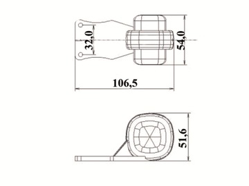 Боковой габаритный фонарь, белый и красный, подвесные светодиоды