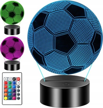 lampka nocna dla dzieci 3D PIŁKA NOŻNA FOOTBALL LED NA PILOTA EURO 2024