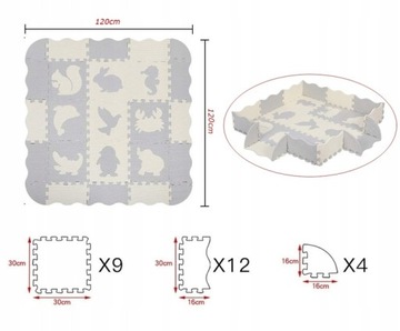 Пенопластовый коврик для детского манежа PUZZLE 25 шт. BŻ
