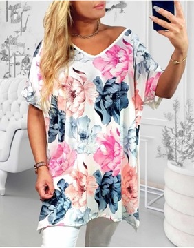 LUŹNA KOBIECA TUNIKA BLUZKA PLUS SIZE V dekolt XL/XXL różne wzory mix 700