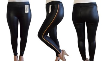 Woskowane ocieplane legginsy xl xxl 42 44 czarne