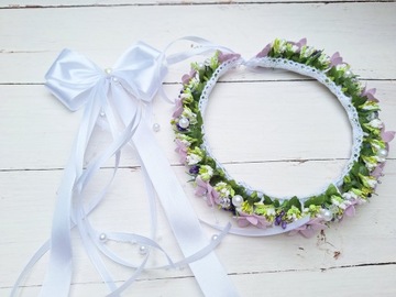 Нежный венок для причастия, элегантный фиолетовый жемчуг ручной работы.