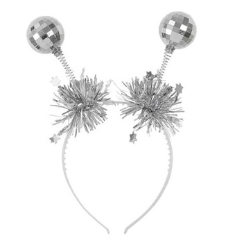 НОВОГОДНЯЯ ДИСКОТЕЧЕСКАЯ ПОВЯЗКА НЛО СЕРЕБРЯНАЯ НА ГОЛОВУ