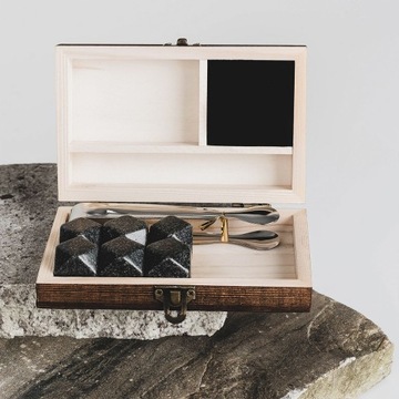 Kamienie do whisky w skrzyneczce PREZENT DLA DZIADKA