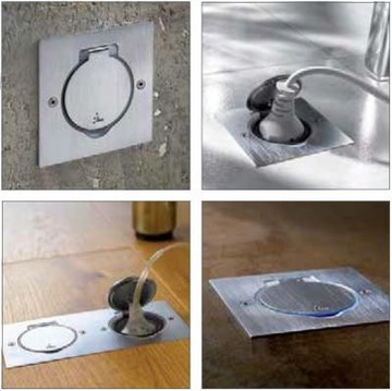 Герметичная напольная розетка Legrand IP44 INOX