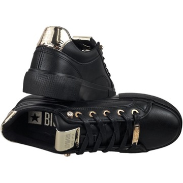 sneakersy Damskie Big Star buty sportowe Czarne Złote trampki NN274209 36