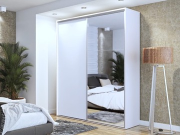 Szafa 200 cm Biały Mat + Lustro. Głęboka i pojemna