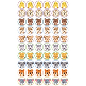 МОТИВАЦИОННЫЕ НАКЛЕЙКИ ДЛЯ ДЕТЕЙ, животные, 60 шт.