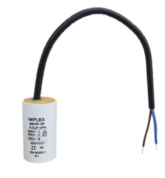 Kondensator rozruchowy silnika 5uF 450V MIFLEX MKSP-5P kabel