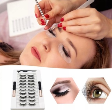 НАКЛАДНЫЕ МАГНИТНЫЕ РЕСНИЦЫ 10 ШТ + ПИНЦЕТ + ПОДВОДКА ДЛЯ ГЛАЗ