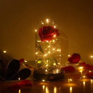 ВЕЧНАЯ РОЗА В КРАСНОМ СТЕКЛЕ В ПОДАРОЧНОЙ КОРОБКЕ