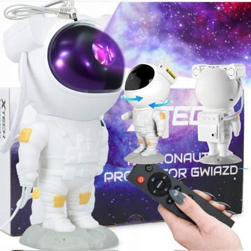 LAMPKA NOCNA PROJEKTOR GWIAZD DLA DZIECI ASTRONAUTA STAR LED OBROTOWA PILOT