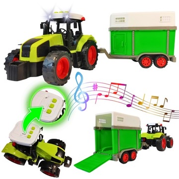 TRAKTOR Z PRZYCZEPĄ DŹWIĘK i ŚWIATŁO CIĄGNIK DUŻY