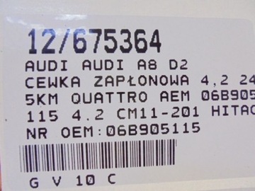 AUDI A8 D2 CÍVKA 06B905115 4,2 CM11-201