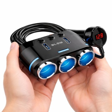 РАЗВЕТВИТЕЛЬ АВТОМОБИЛЬНОГО ПРИКУРИВАТЕЛЯ С ГНЕЗДАМИ USB 12V 24V 100W