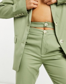 Dopasowane spodnie z podwójnym stanem w kolorze zielonym defekt M