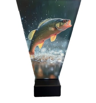 Wędkarska szklana statuetka z rybą OKOŃ trofeum wędkarskie 23 cm + opis