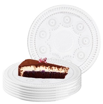 Zestaw talerzy szklanych talerzyki do ciasta tortu Daisy 17 cm 6 szt