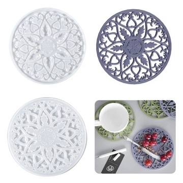 1PC kwiat wzór Coaster silikonowe formy DIY kryształ żywica odlewania mata