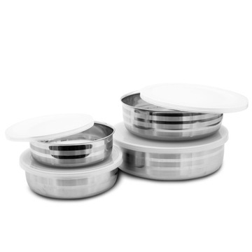 Набор из 4 мисок с крышками, наборы емкостей, миски из нержавеющей стали, 4 шт.