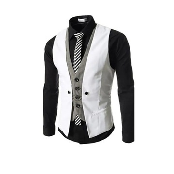 Men Waistcoat V Neck Single-breasted Slim Fit Mens