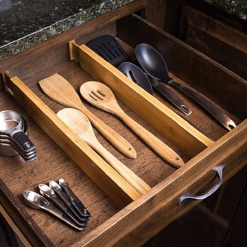 ВЫБОРКИ ЯЩИКОВ БАМБУКОВЫЕ ОРГАНАЙЗЕРЫ РЕГУЛИРУЕМЫЕ ПЕРЕГОРОДКИ 4 ШТ.