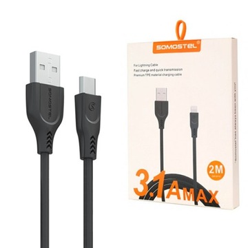 KABEL USB TYP-C 3.1A SOMOSTEL CZARNY QC 3.0 2M